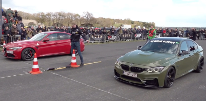 Alfa Romeo Giulia Quadrifoglio contro BMW M3, sfida senza storia